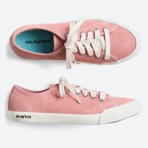 NWOT SEAVEES Monterey suede lace up sneaker flats shoes rose blush pink SZ 6.5